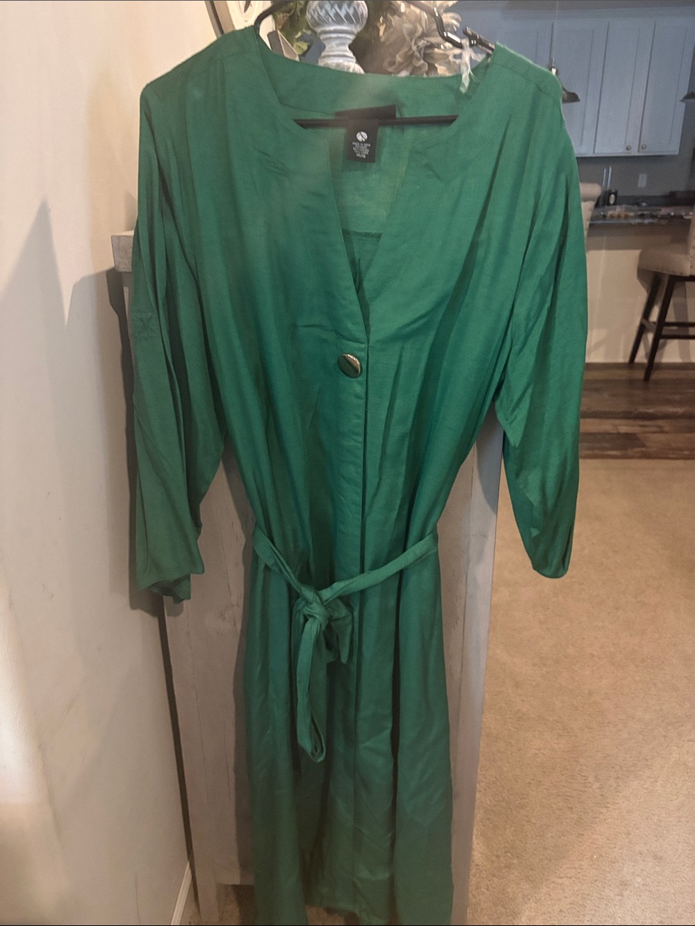 Ashley Stewart Emerald Green Long Sleeve Belted Dress